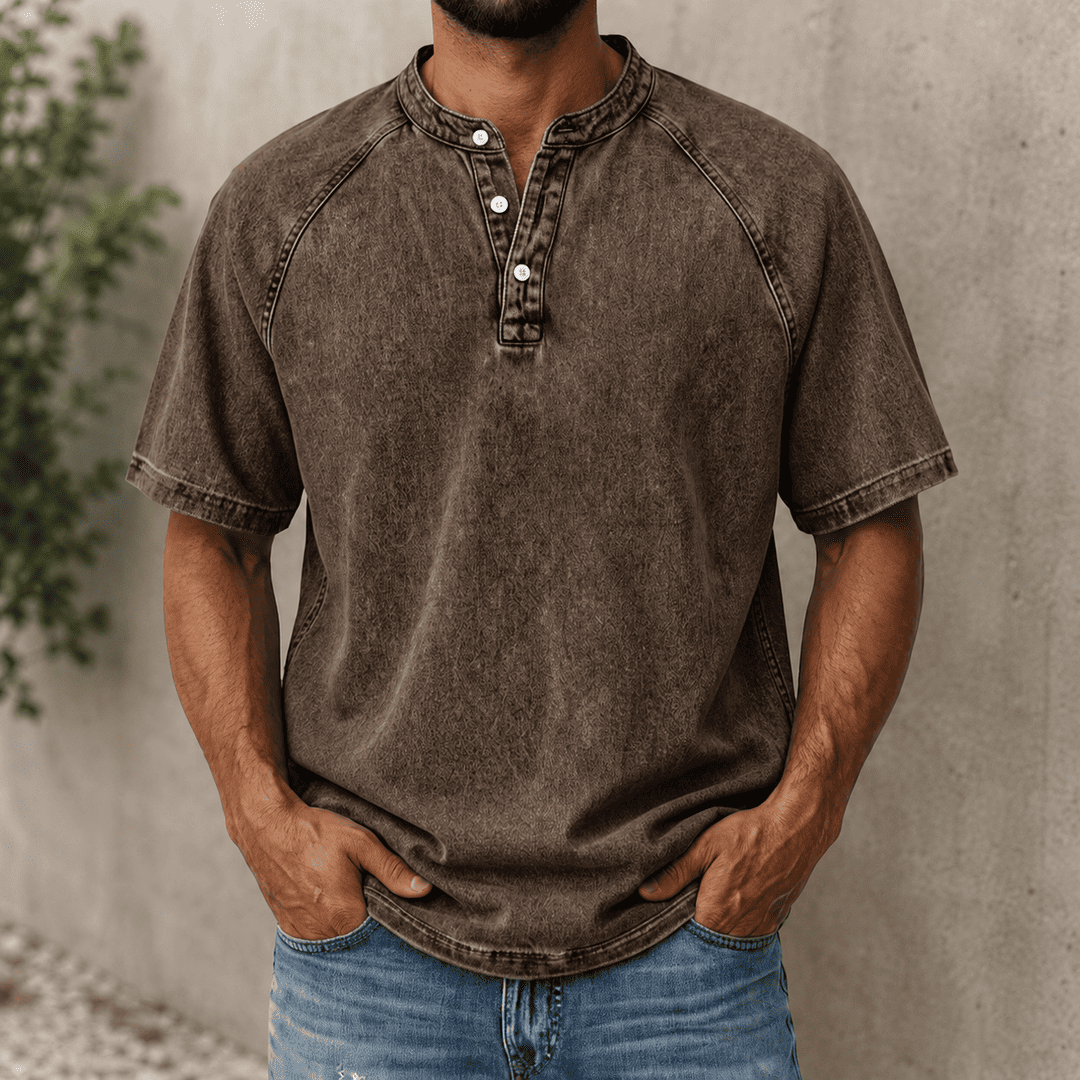 VintageEase Washed Henley Shirt – product view 7