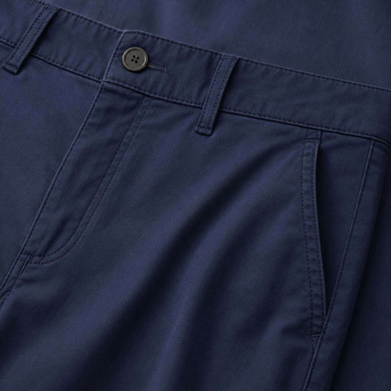 Finsbury Stretch Straight Trousers — waistband and fabric detail