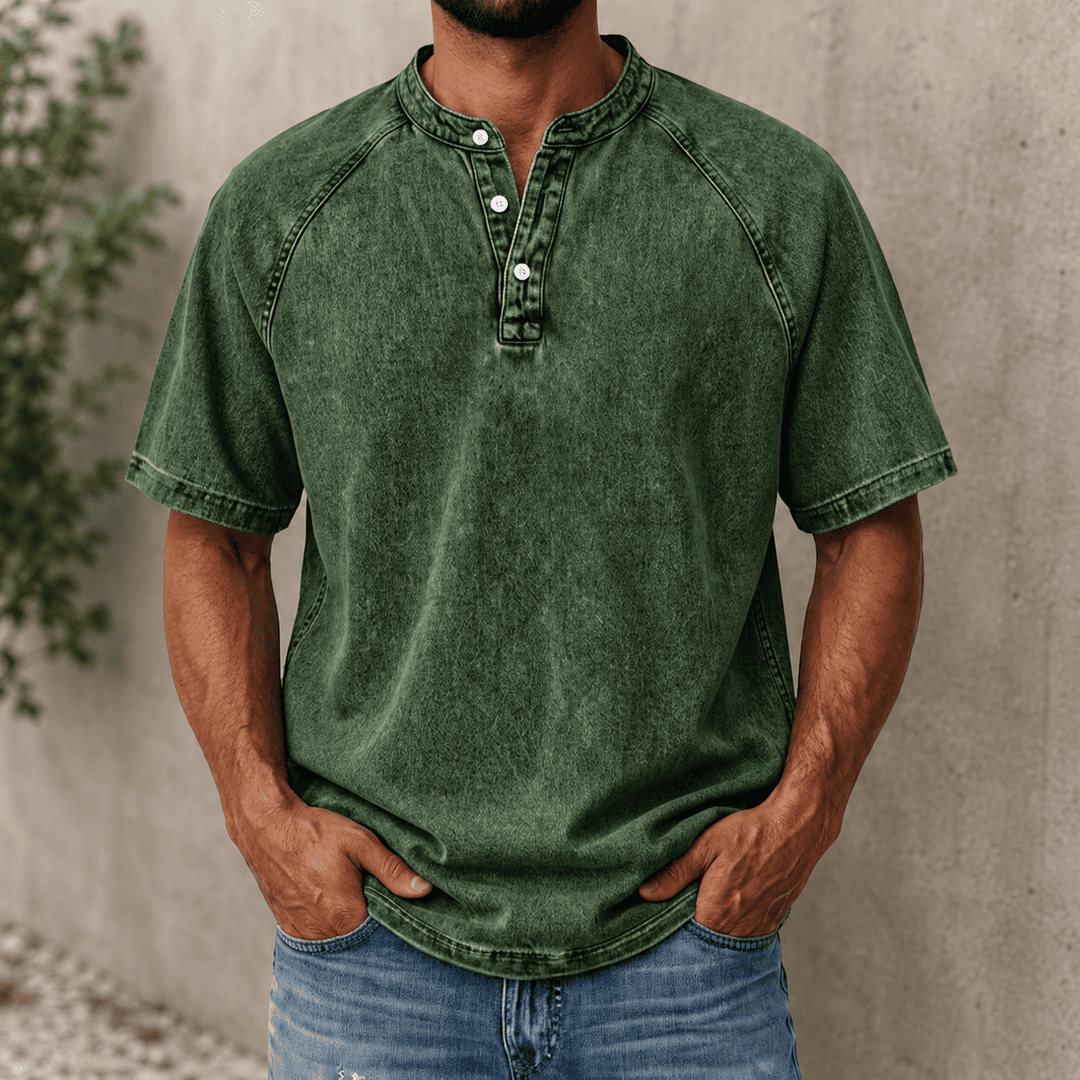 VintageEase Washed Henley Shirt – product view 6