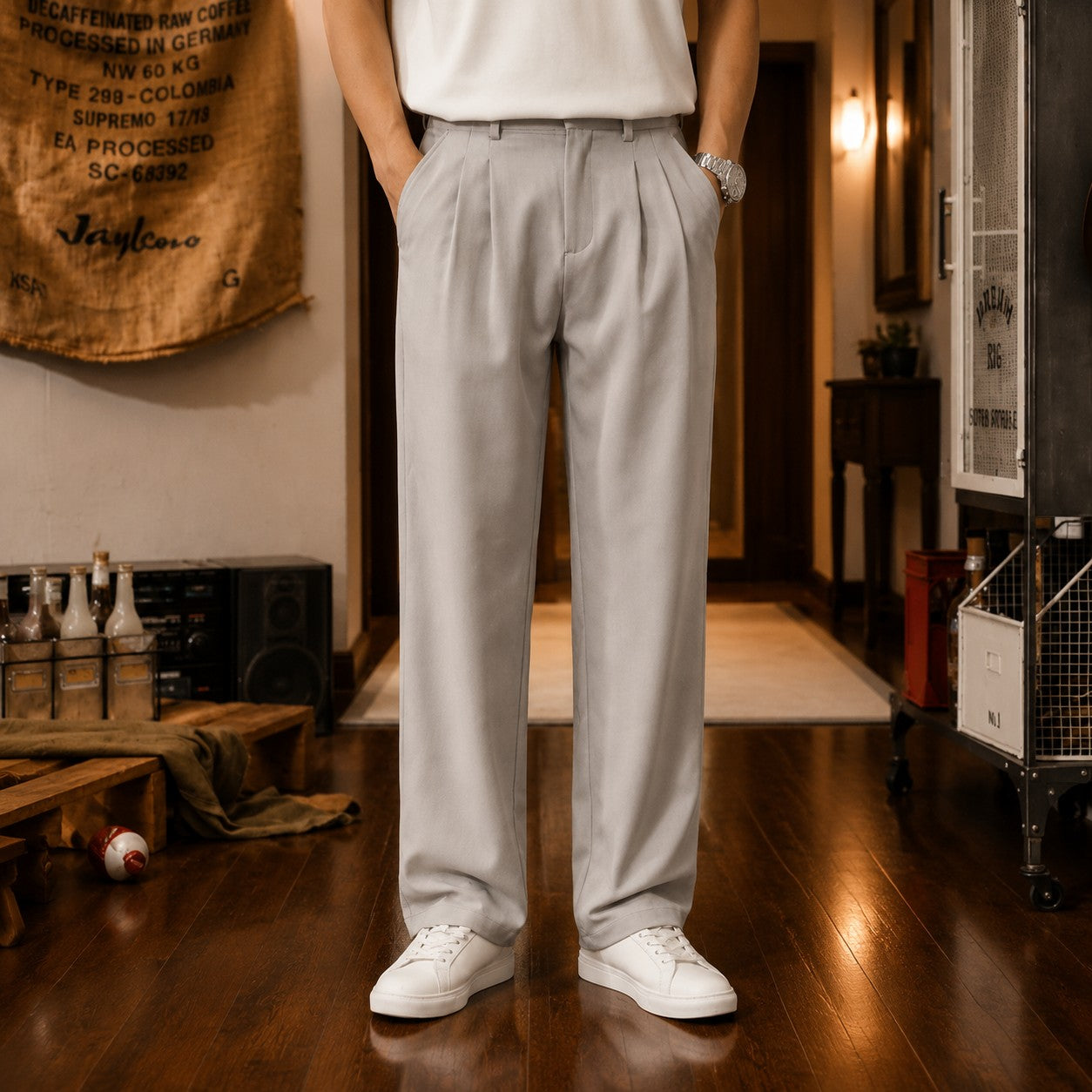 Draped Dress Trousers – Grey