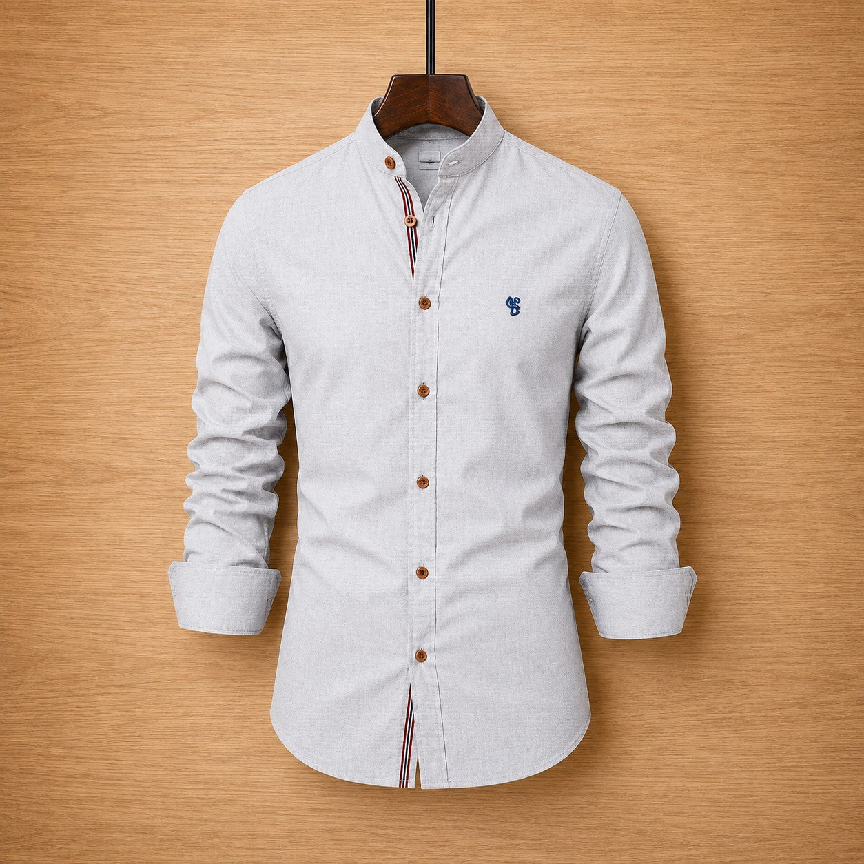 Regent Stand-Collar Cotton Shirt, original product view 3