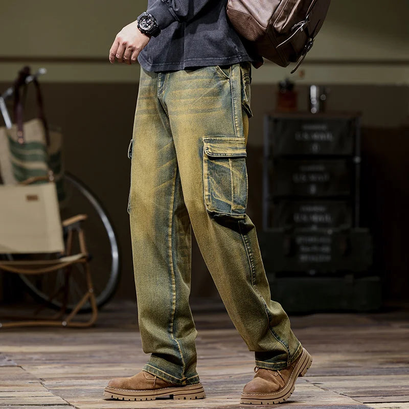 Heritage Cargo Denim Jeans – Army Faded styled view