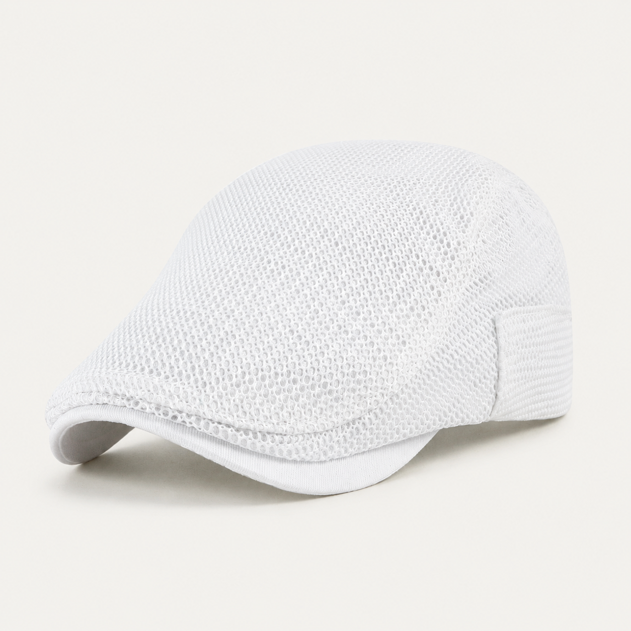 Lewis Mesh Flat Cap in white