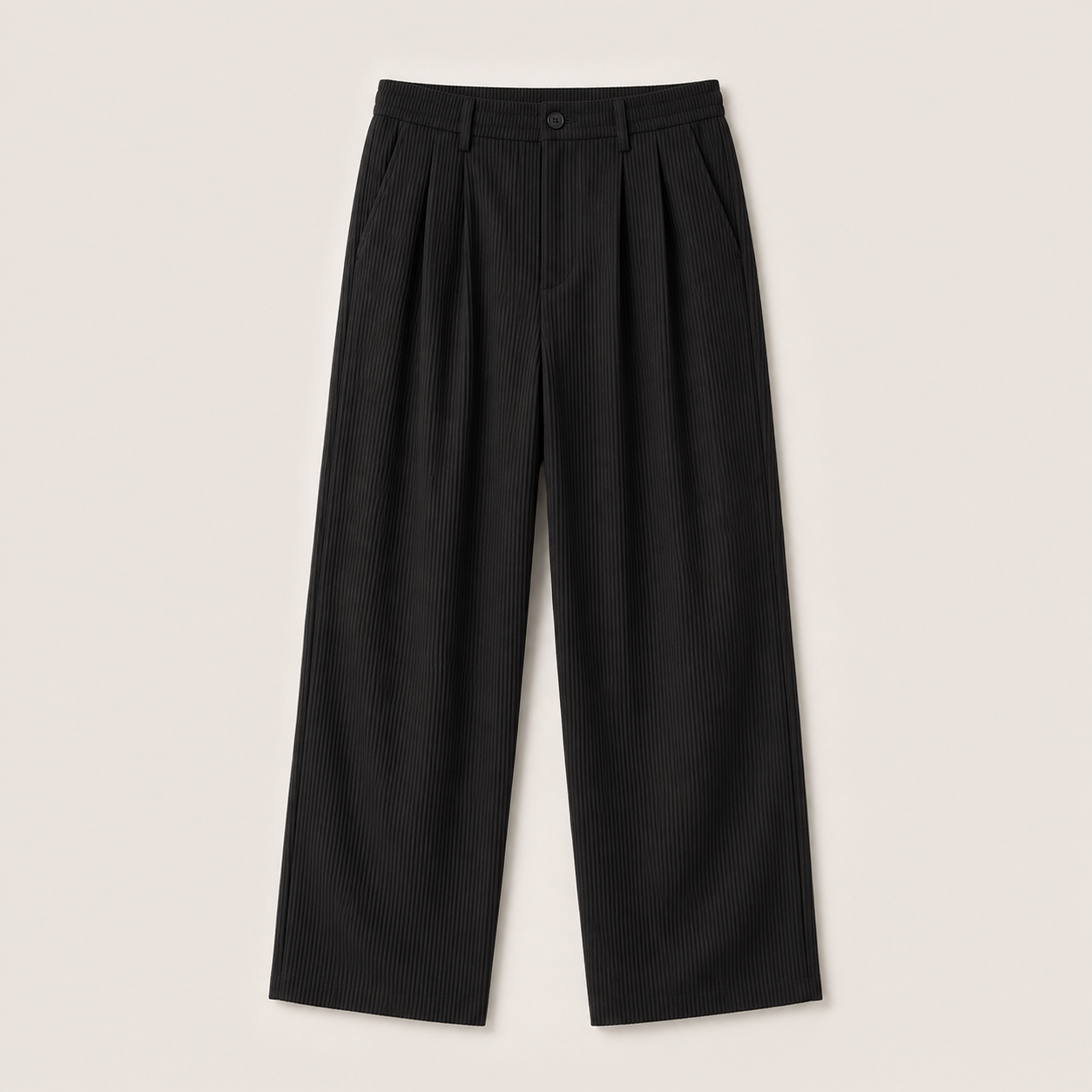 Ambrose Pleated Relaxed Trousers in black — front product view