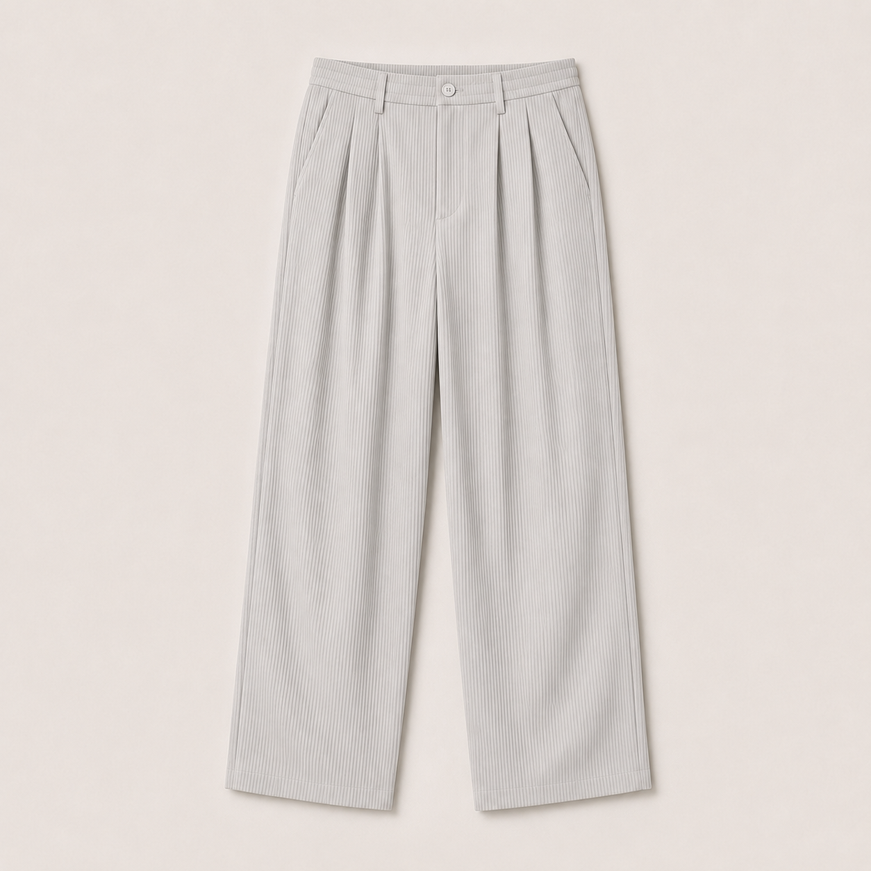 Ambrose Pleated Relaxed Trousers in light grey — front product view