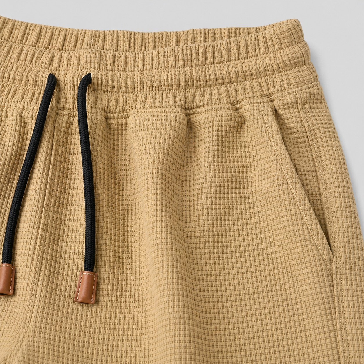 Ashford Textured Drawstring Shorts – waistband and fabric detail