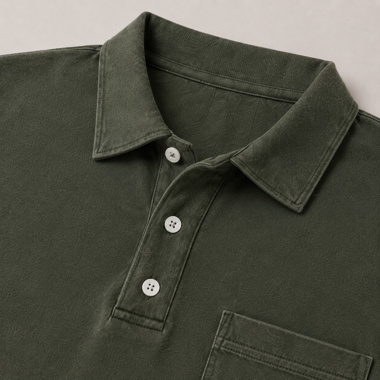 Cavendish Long-Sleeve Polo – fabric and construction detail