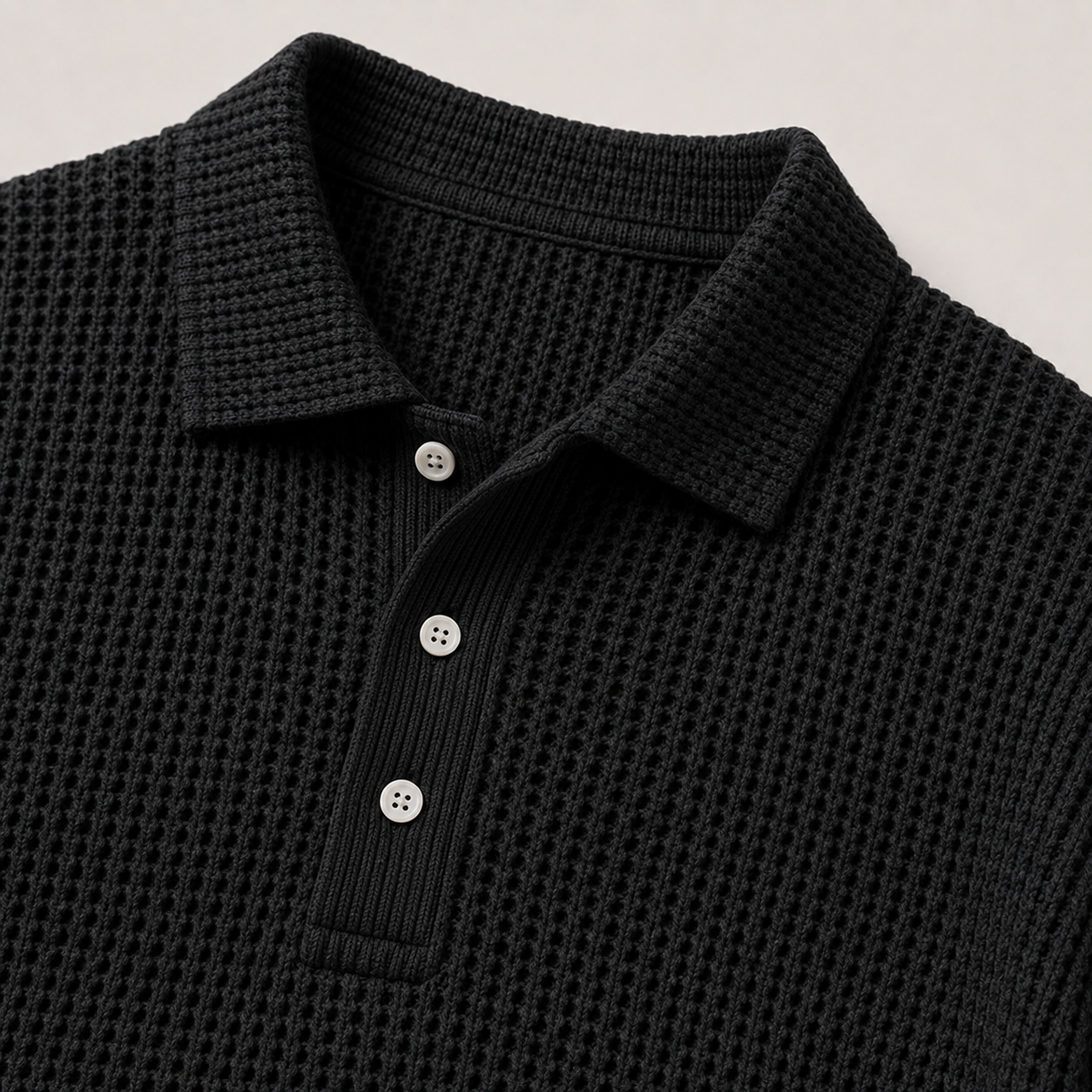 Kensington Waffle-Knit Polo – fabric and construction detail