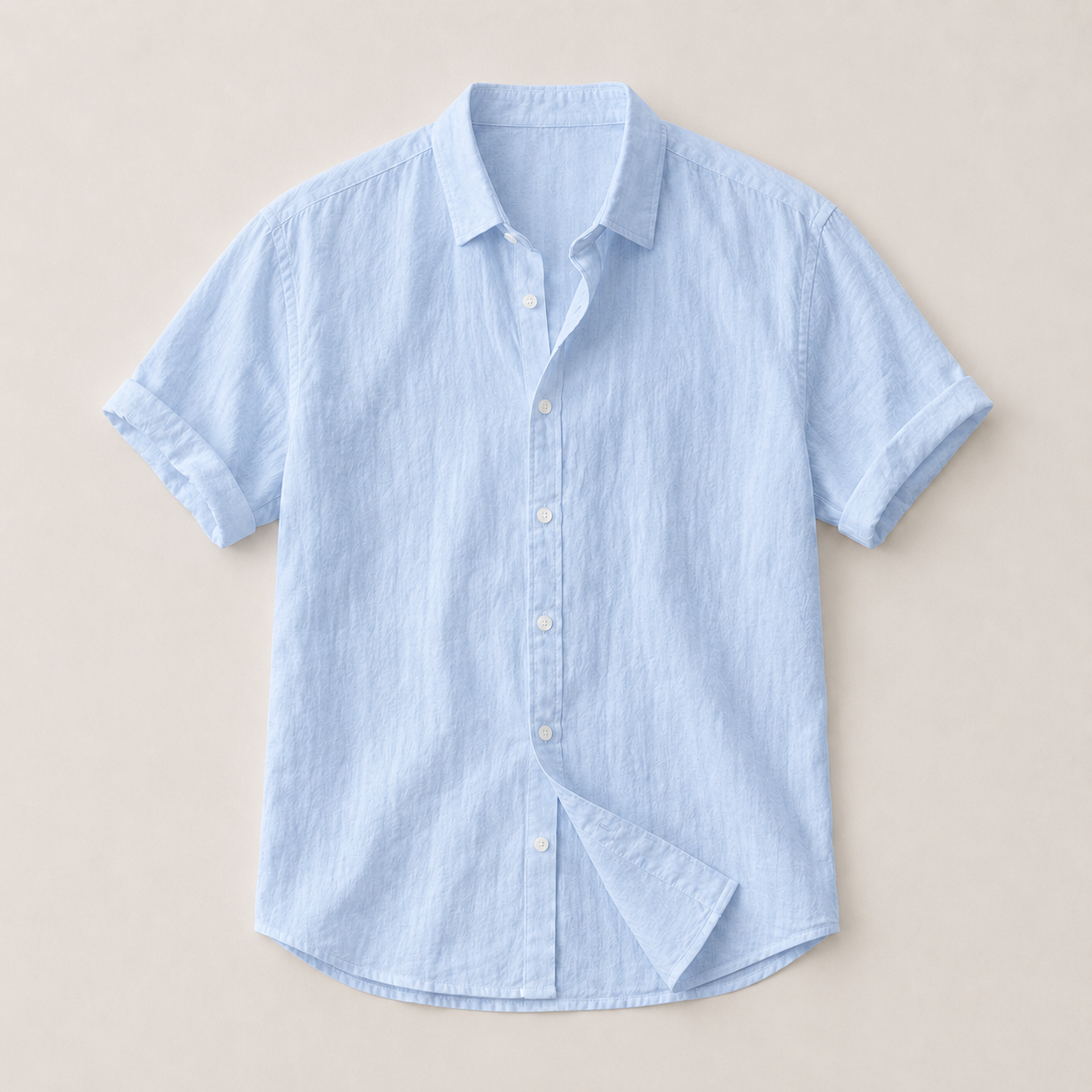 Riverton Textured Short-Sleeve Shirt in light blue — front product view