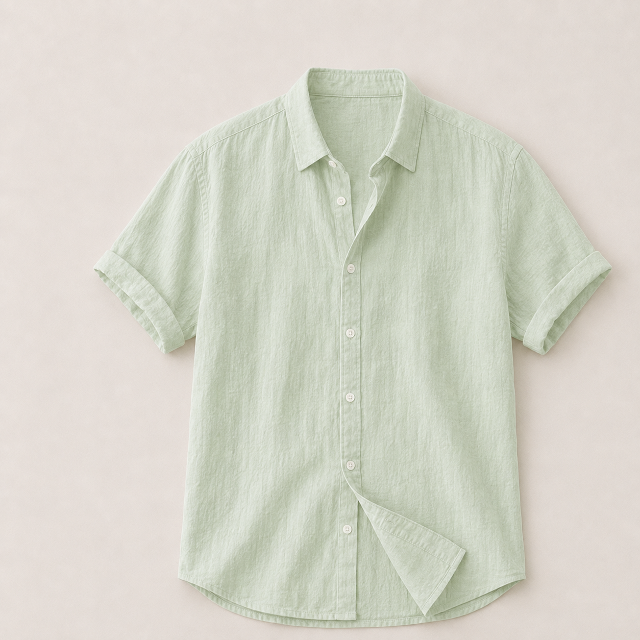 Riverton Textured Short-Sleeve Shirt in sage — front product view