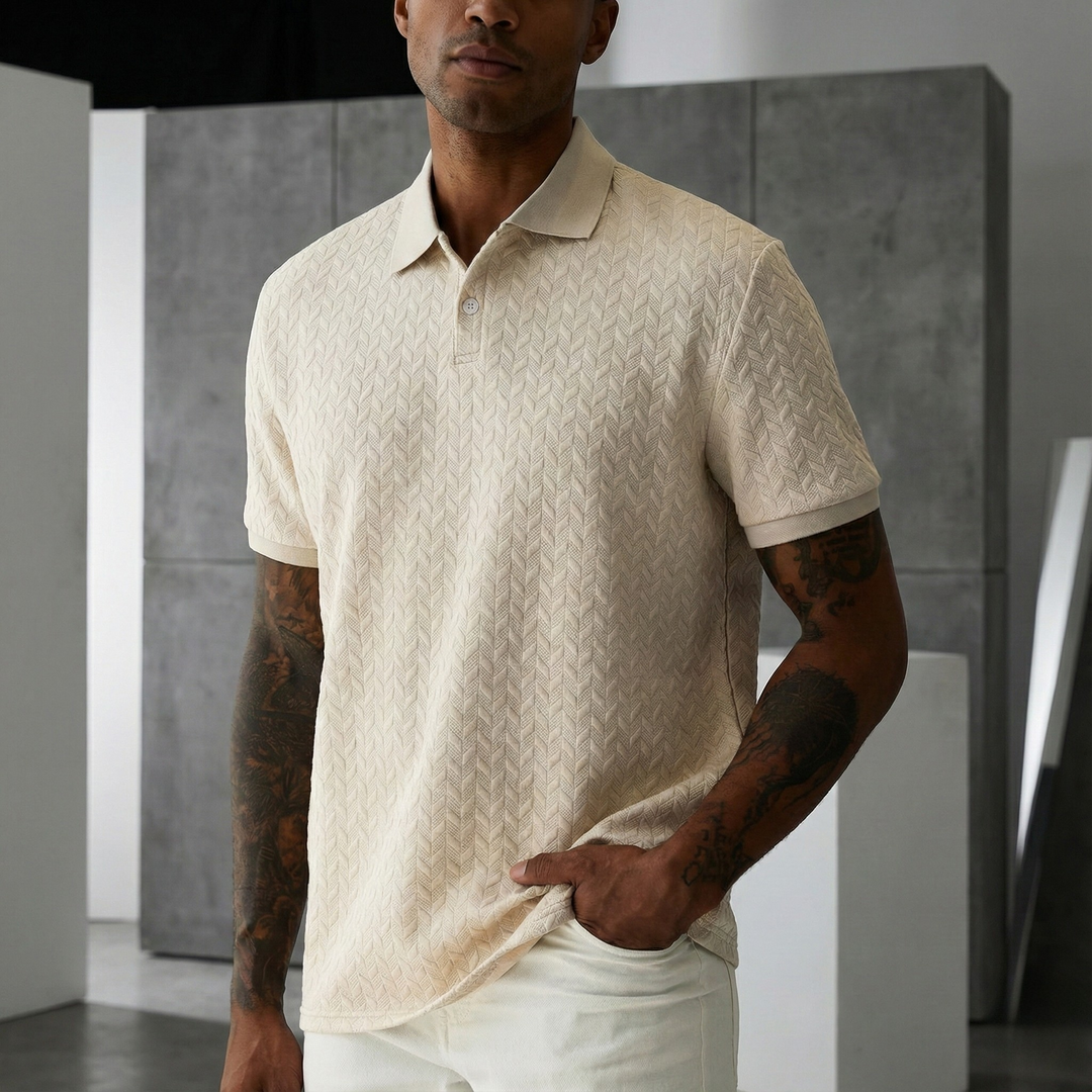 Sterling Textured Polo in Beige
