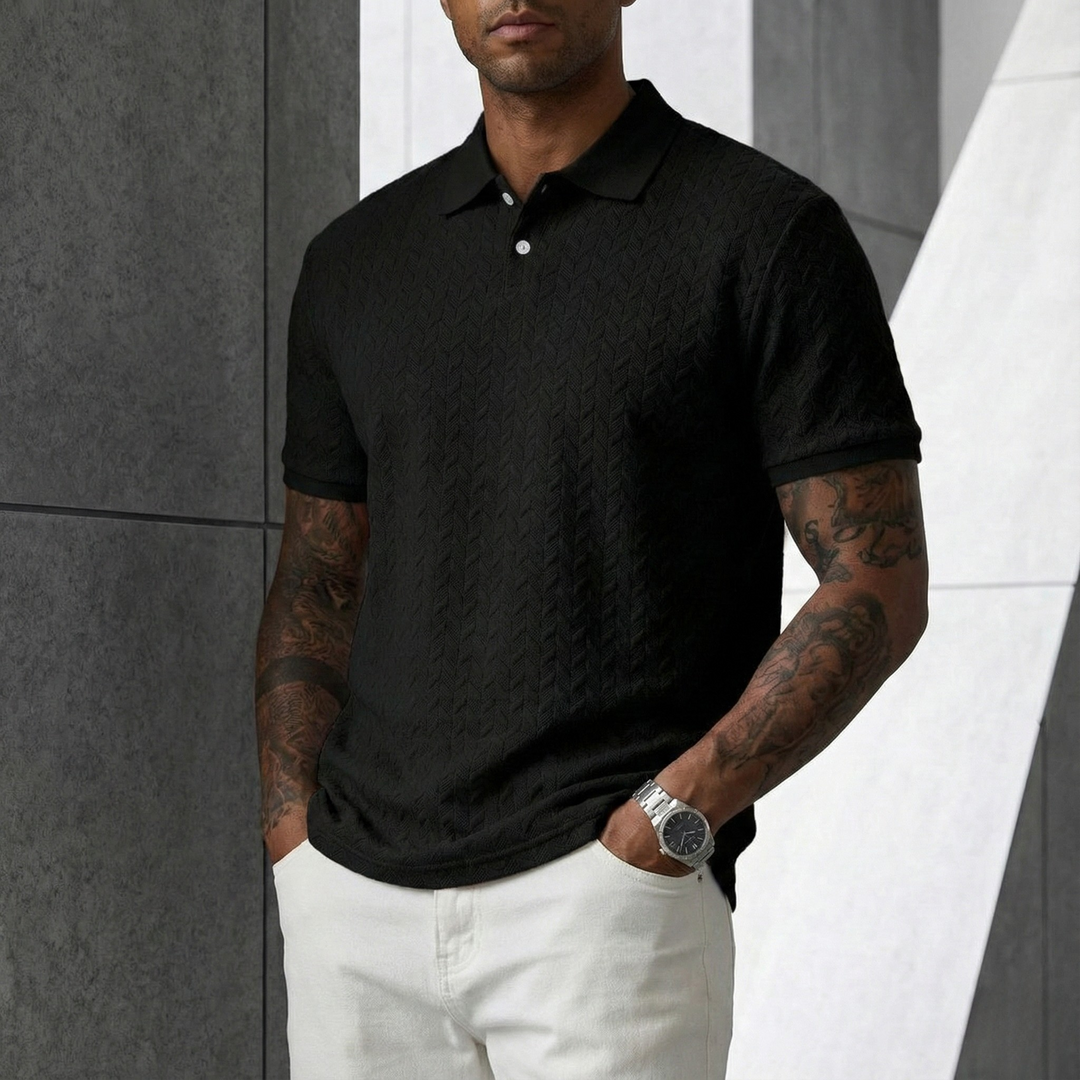 Sterling Textured Polo in Black