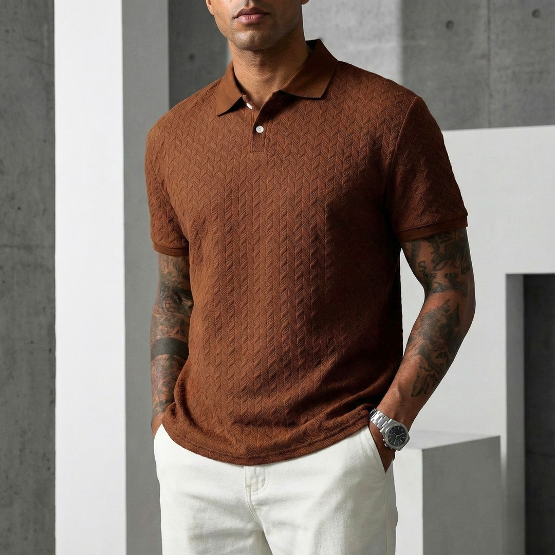 Sterling Textured Polo in Brown