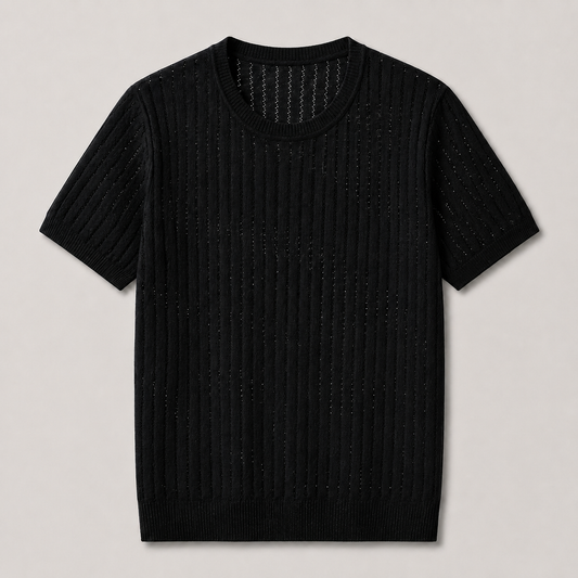 Rivello Knit Tee productfoto op uniforme warmgrijze achtergrond