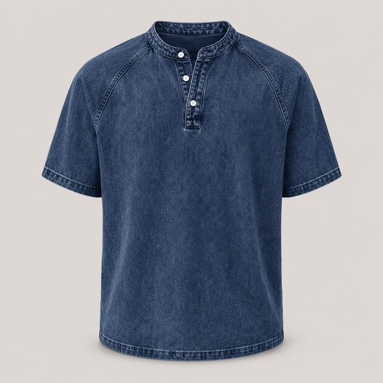 VintageEase Washed Henley Shirt – front product view