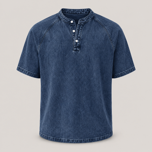VintageEase Washed Henley Shirt – front product view