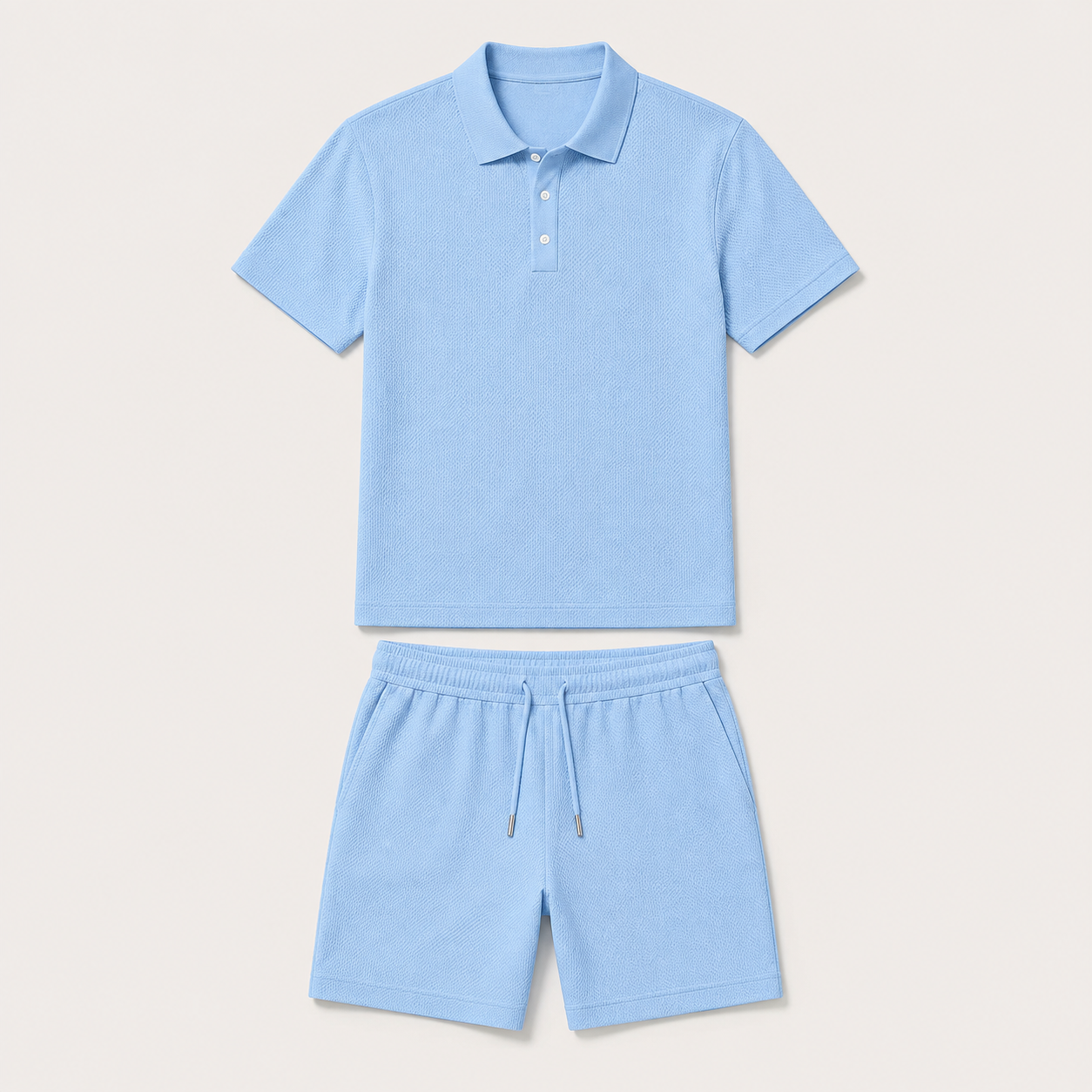 Owen Textured Polo Set in light blue